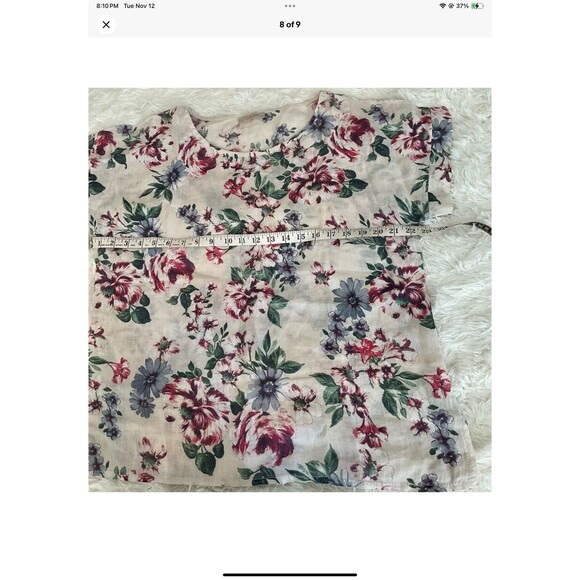 Bellambra Womens 100% Linen Floral Lightweight Blouse Made In Italy Size Medium - Picture 8 of 9